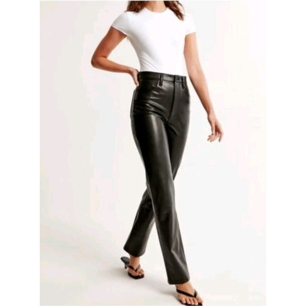 Abercrombie And Fitch Black Vegan Leather Pants Size 29 Curve Love